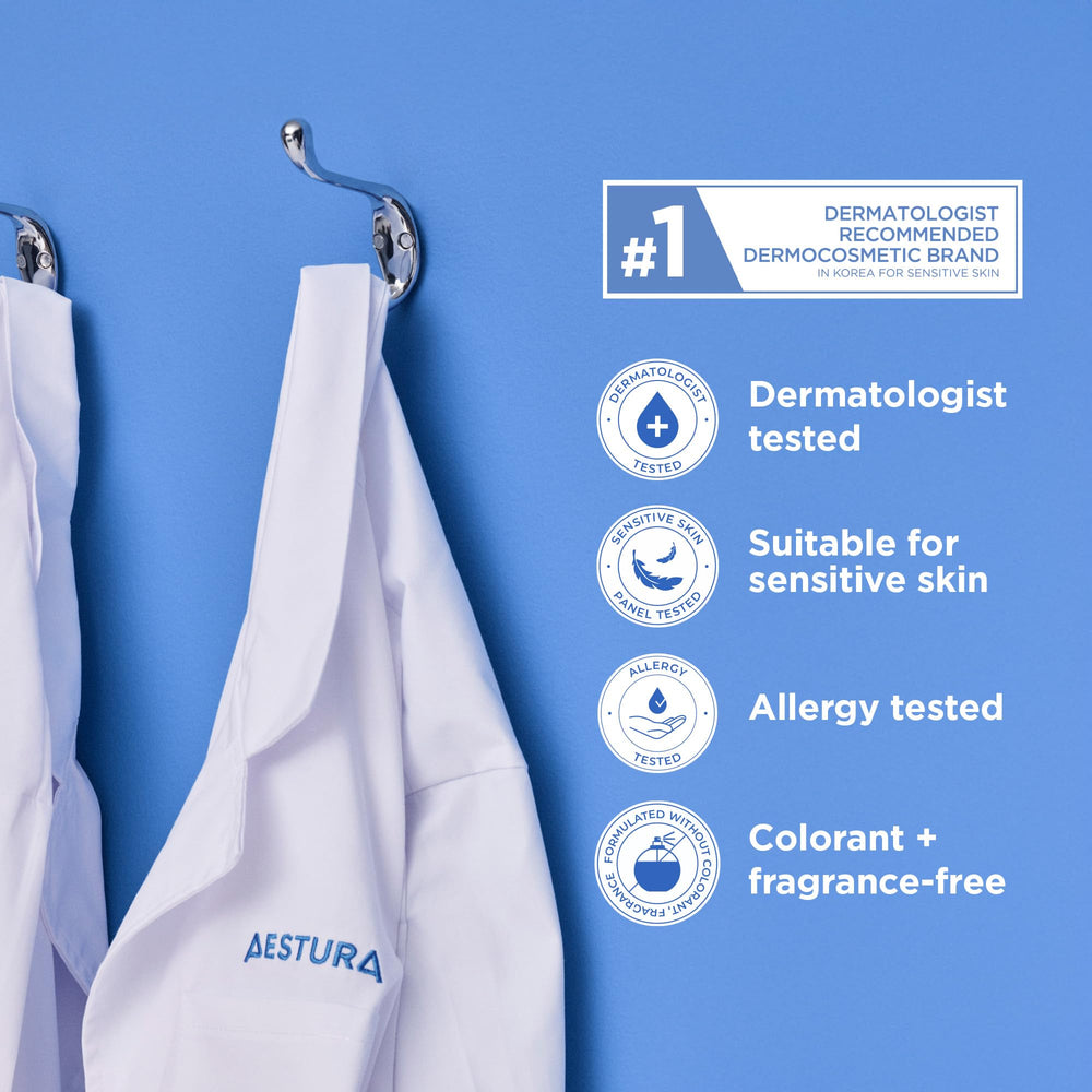 AESTURA lifestyle shot illustrating cooling relief after application
