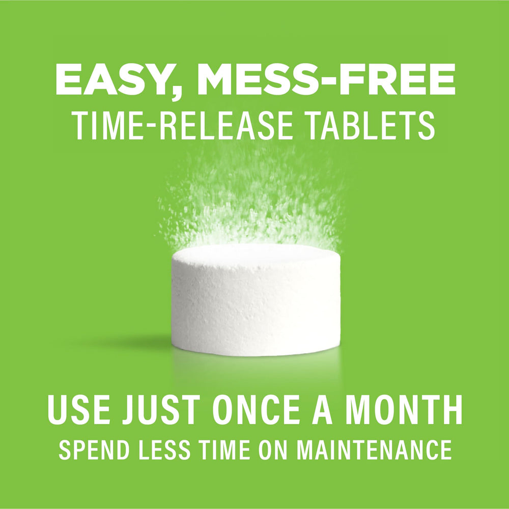 Affresh tablet dissolving in washer drum demonstrating cleaning action reaching interior parts