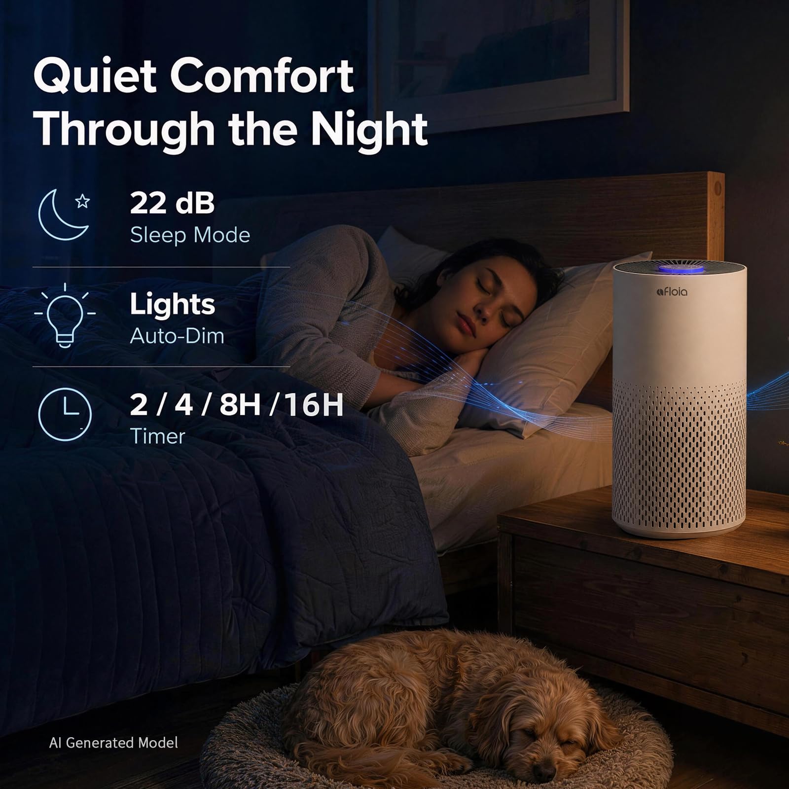 Afloia ambient lighting displaying seven colors and calming atmosphere benefit