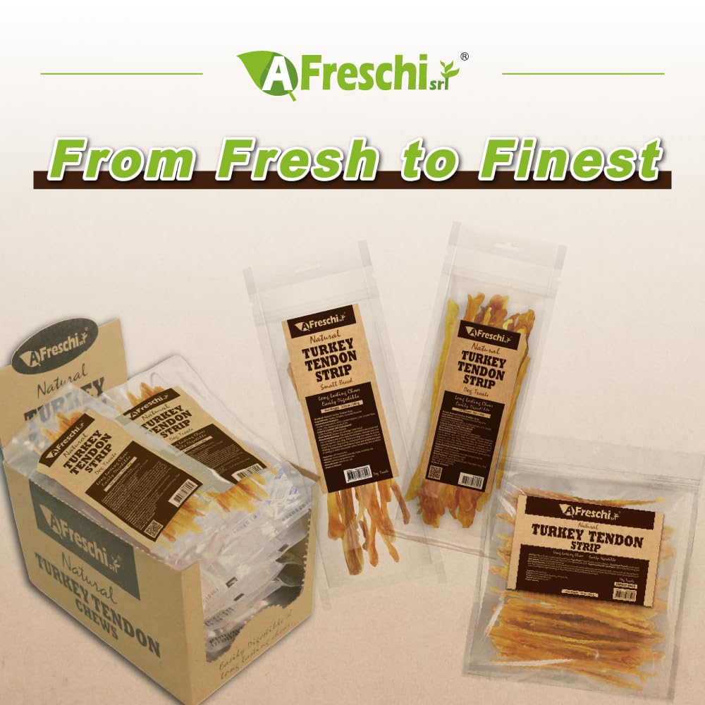 A Freschi airtight container with tendon strips preserving chew freshness