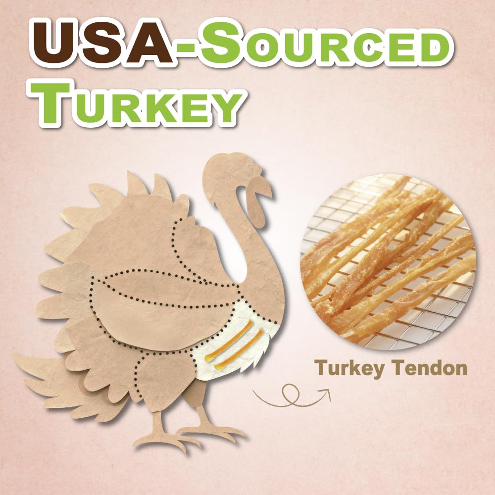 A Freschi turkey tendon strips in a bowl appealing to small dogs for treats