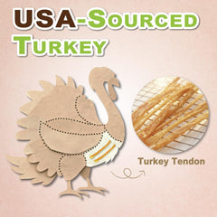 A Freschi turkey tendon strips in a bowl appealing to small dogs for treats