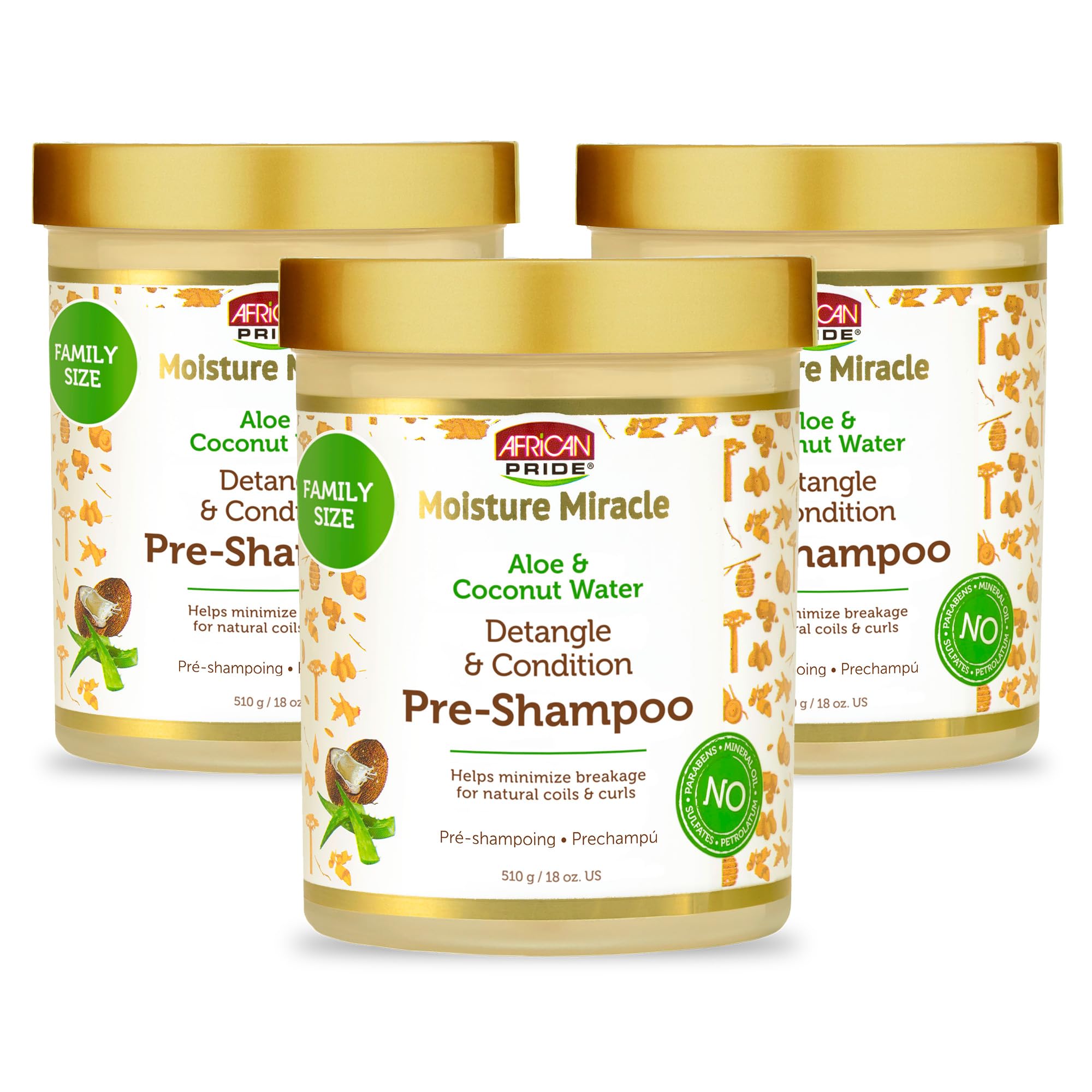 African Pride front packaging showing pre-shampoo detangler benefits and size