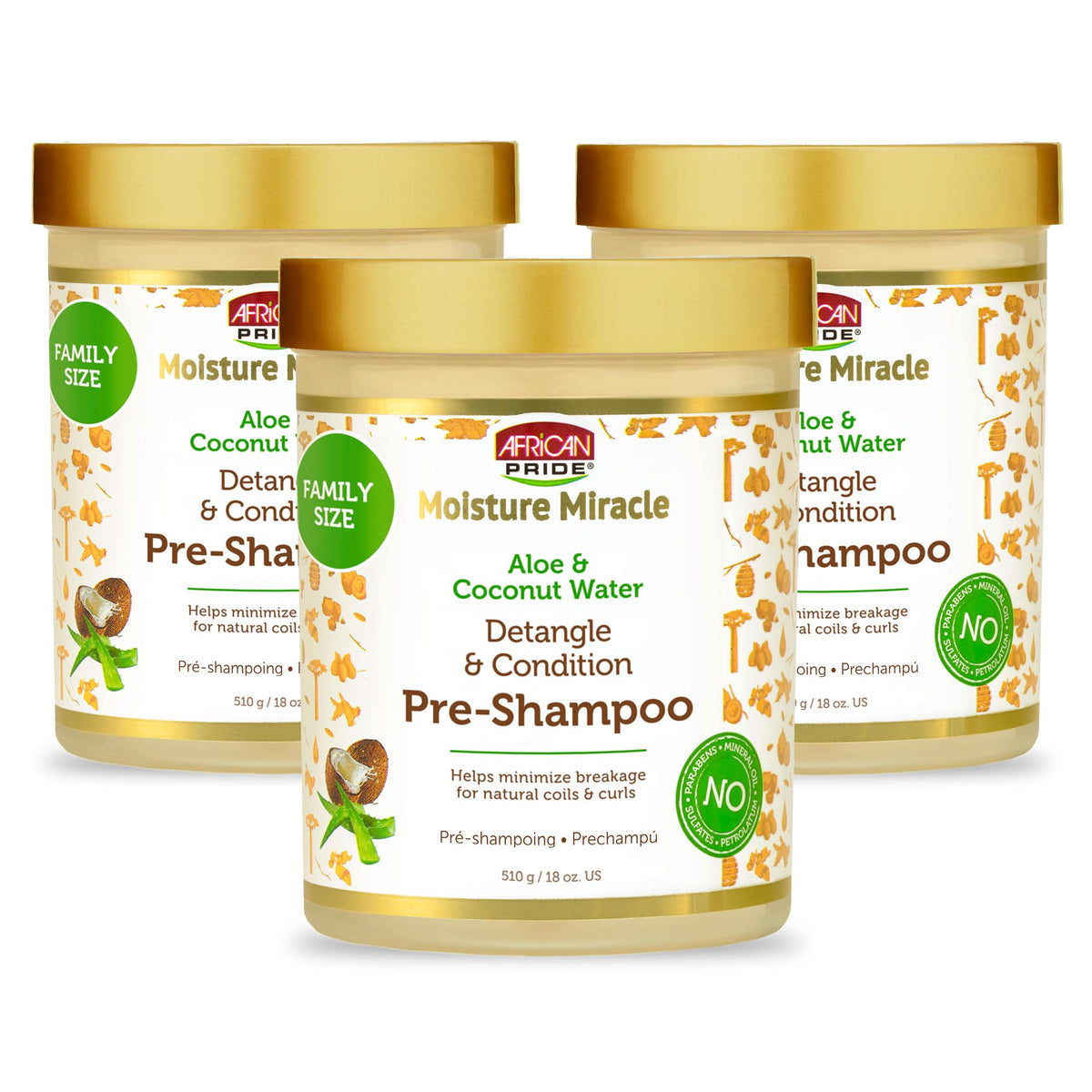 African Pride front packaging showing pre-shampoo detangler benefits and size