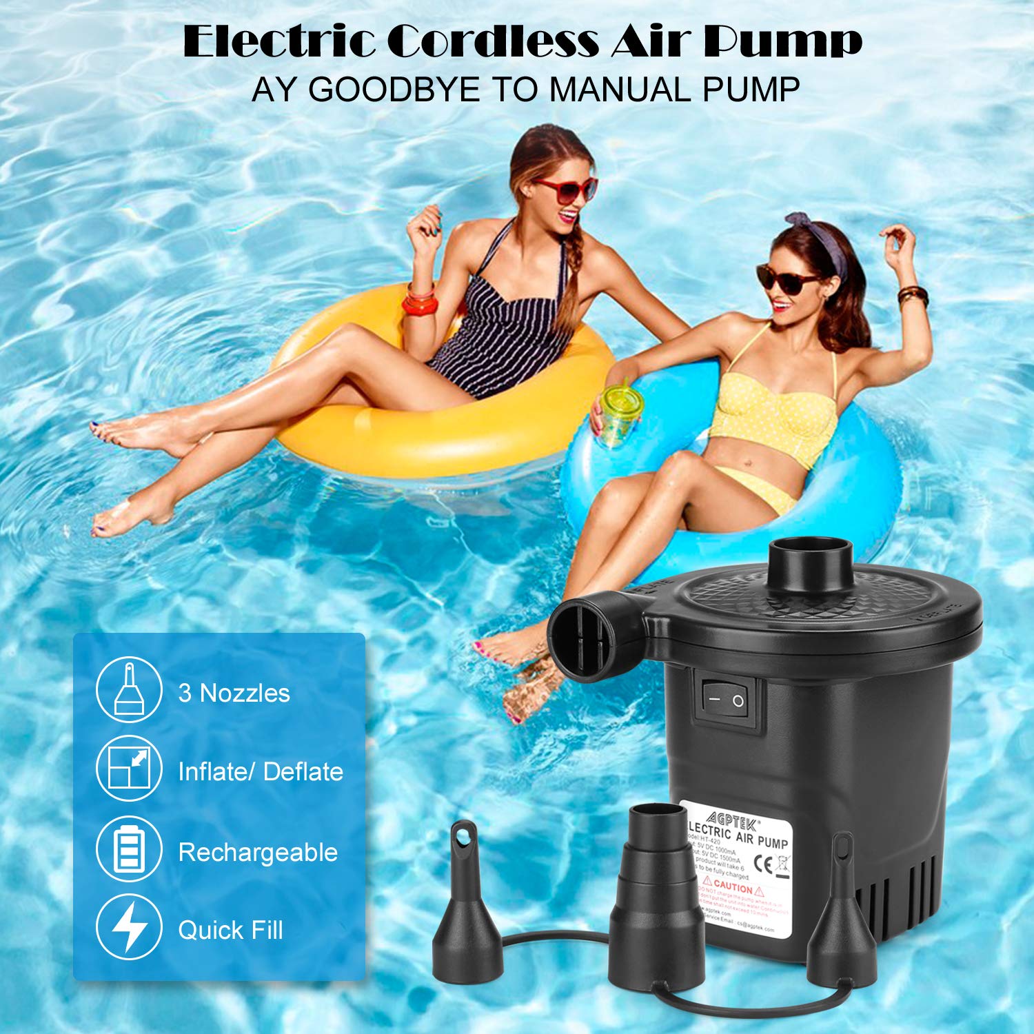 AGPTEK used poolside inflating float for quick summer fun