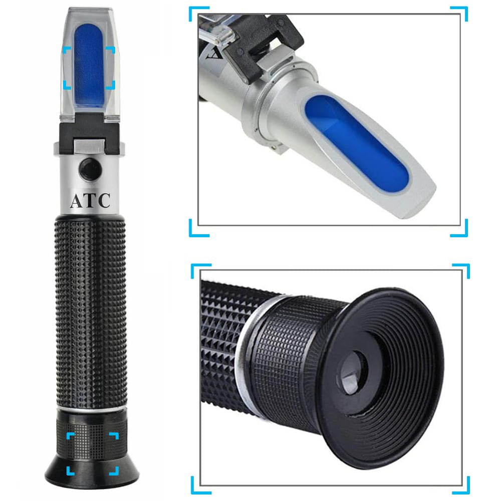 Agriculture Solutions refractometer beside a ruler to show compact size and portability benefit
