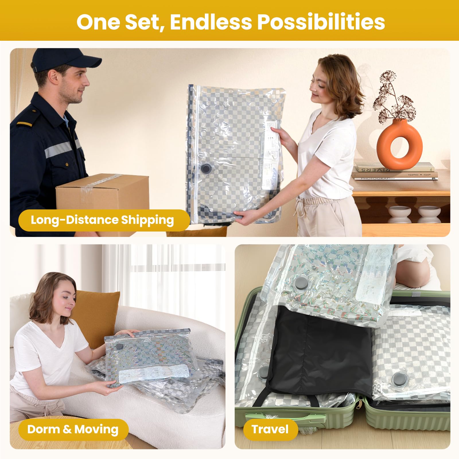 AH AEHIBO vacuum bags in an RV campsite setup showing durable outdoor protection