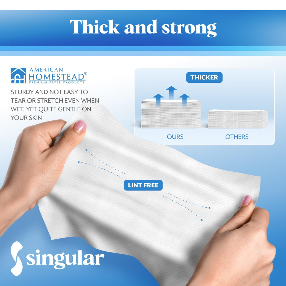 AH AMERICAN HOMESTEAD used to dry hands, demonstrating strong absorbency and comfort