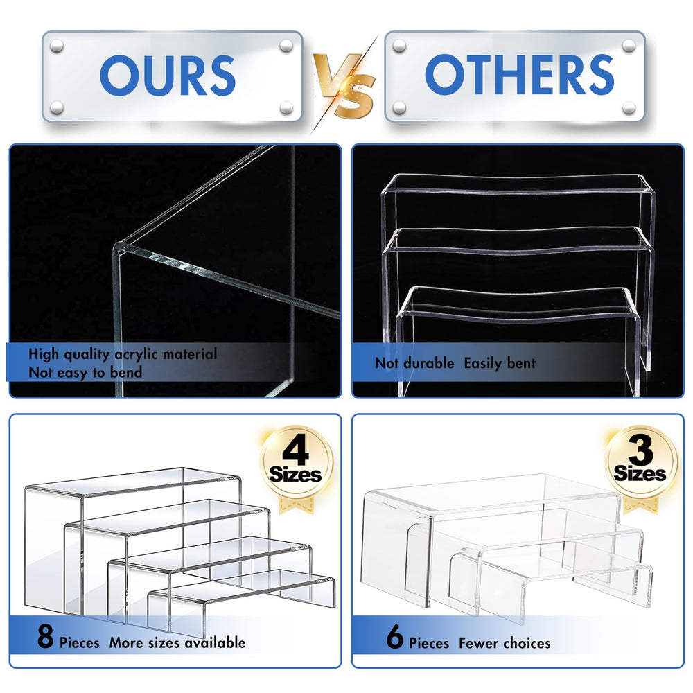 Aheroi risers used in a retail counter display enhancing product visibility