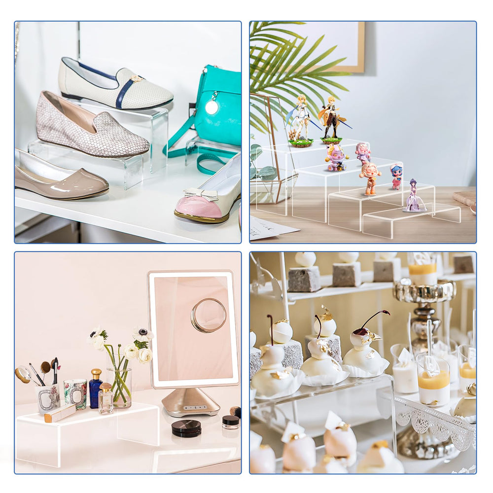 Aheroi risers on a dessert table showing cupcakes elevated and organized