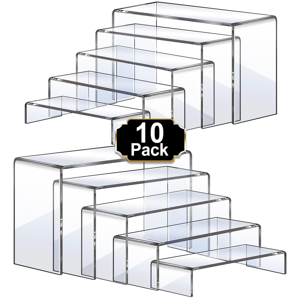 Aheroi clear risers front view showing transparent platforms and polished finish