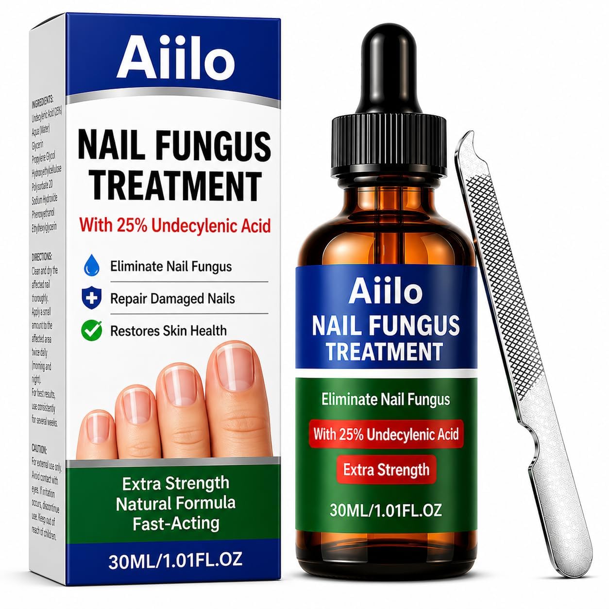 Aiilo front packaging 30ml showing bottle and label for easy identification and use