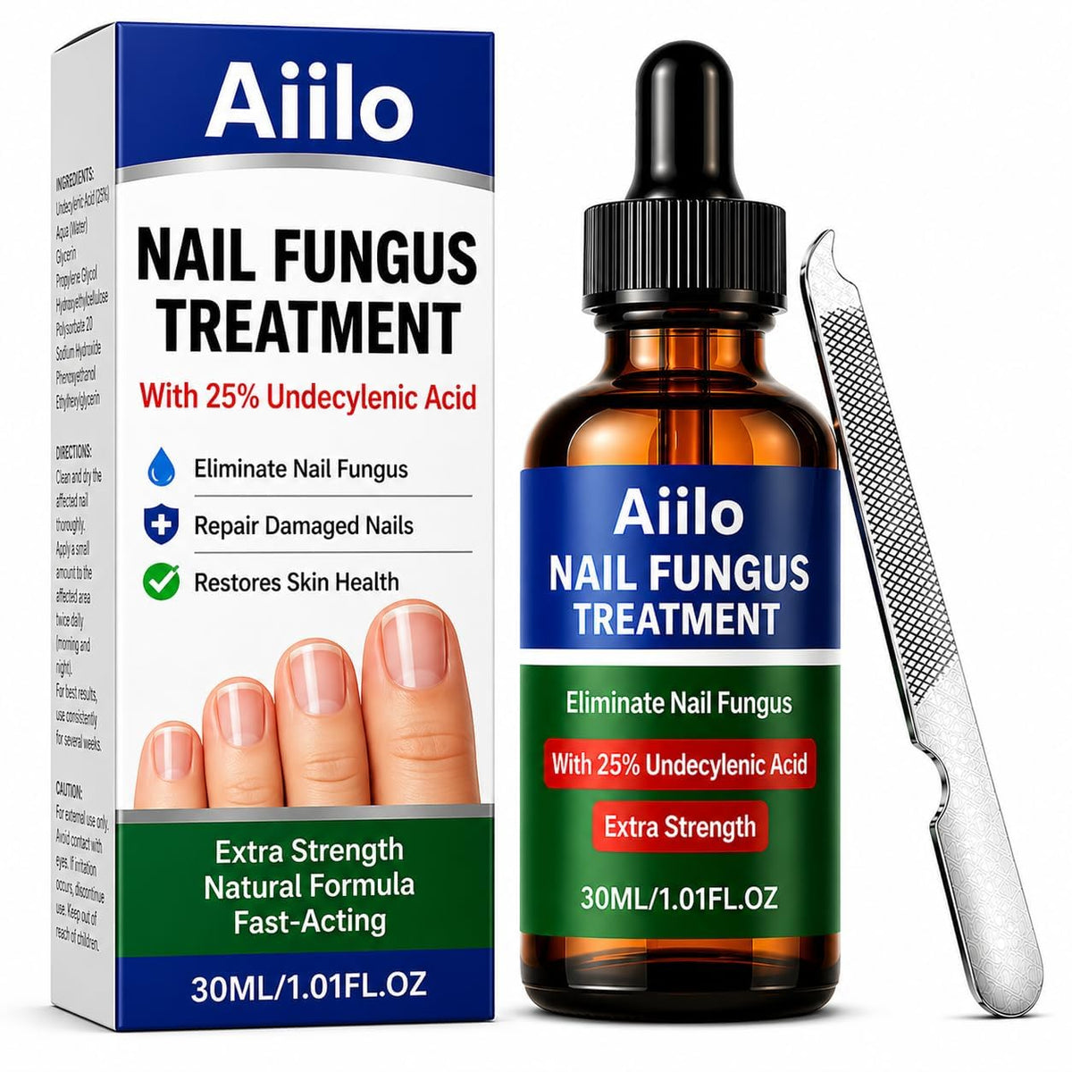 Aiilo front packaging 30ml showing bottle and label for easy identification and use
