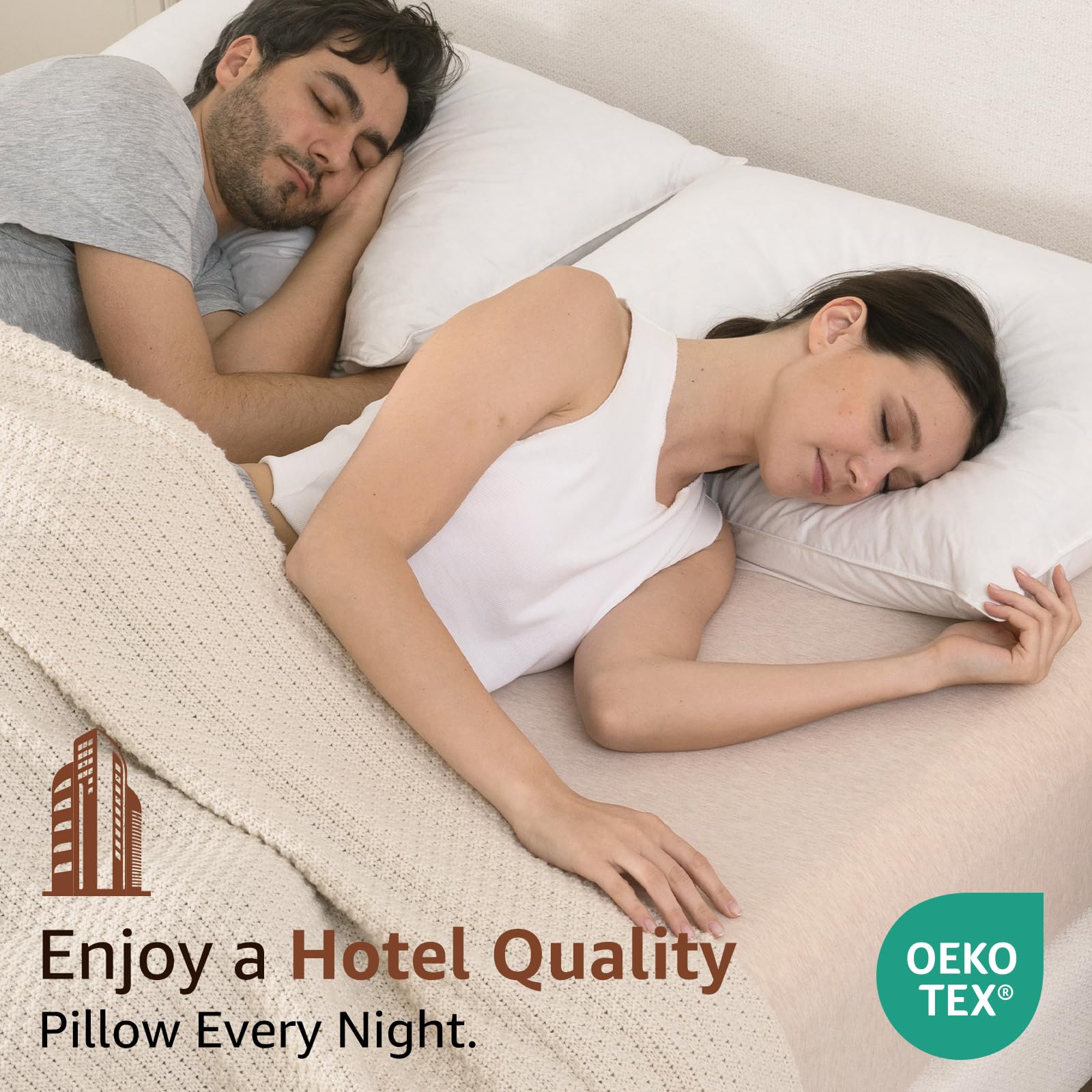 AIKOFUL pillow beside ruler showing queen size scale and fit benefit