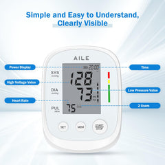 AILE large digits on display showing systolic diastolic and pulse for easy interpretation