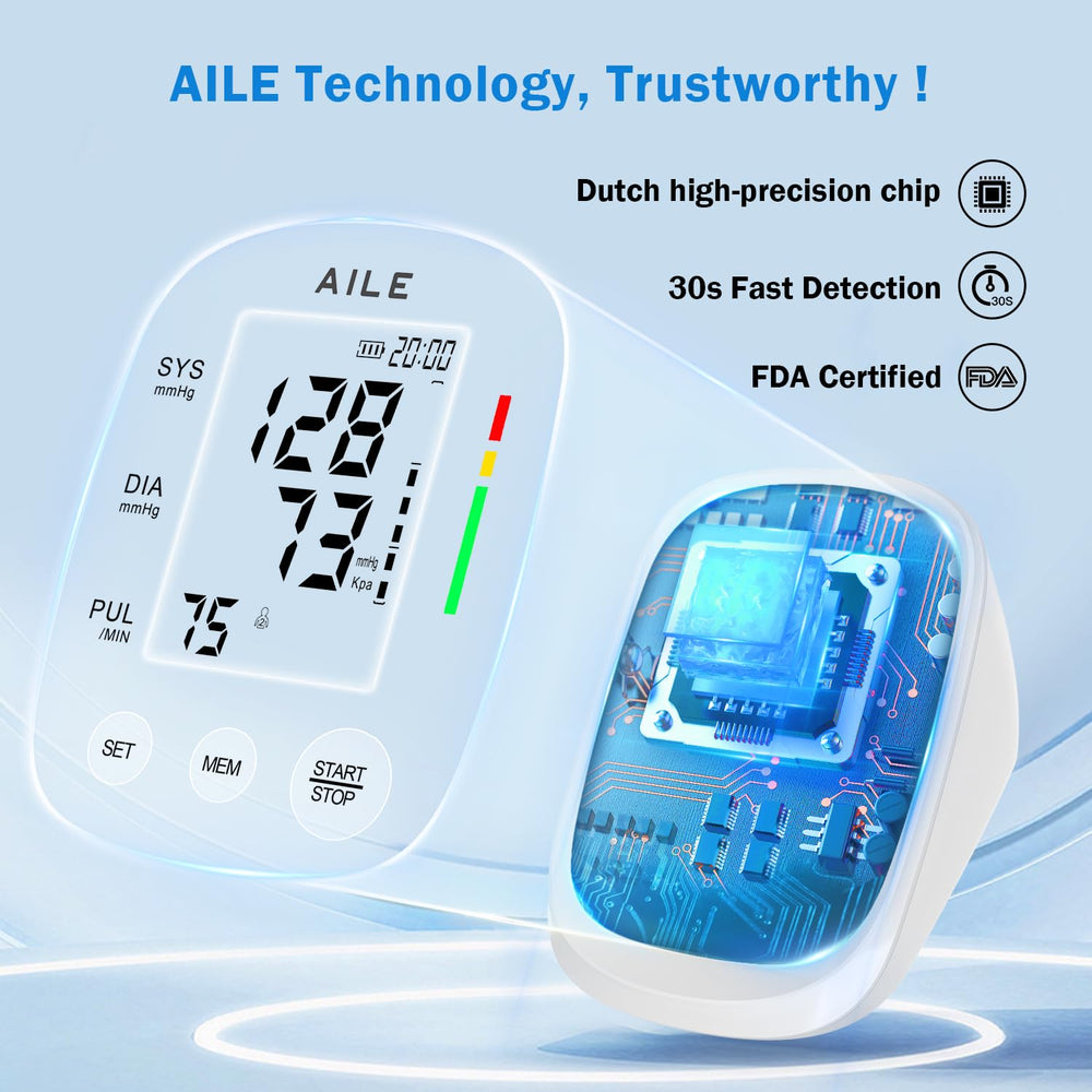 AILE device in use on an upper arm demonstrating comfortable placement and accurate readings