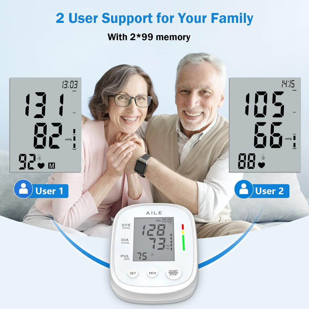 AILE monitor with four AAA batteries and accessories showing portable power option benefit