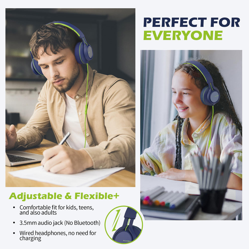 AILIHEN folded compact headphones demonstrating portability and easy backpack storage