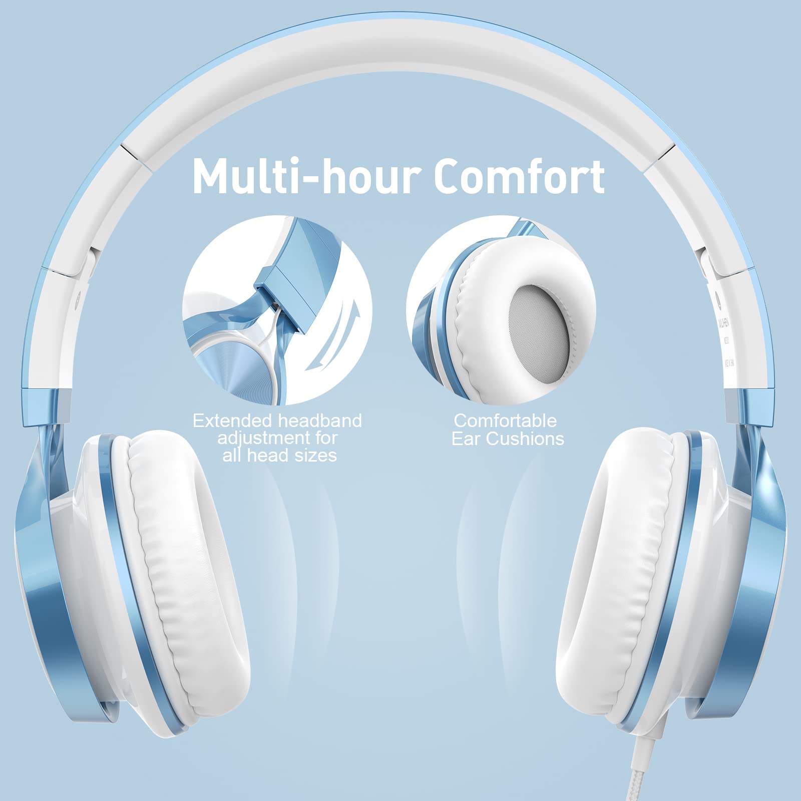 AILIHEN skyblue next to notebook to show lightweight, travel-ready scale