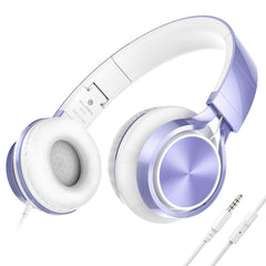 AILIHEN violet headphones front view showing glossy finish and kid-friendly design benefit durability
