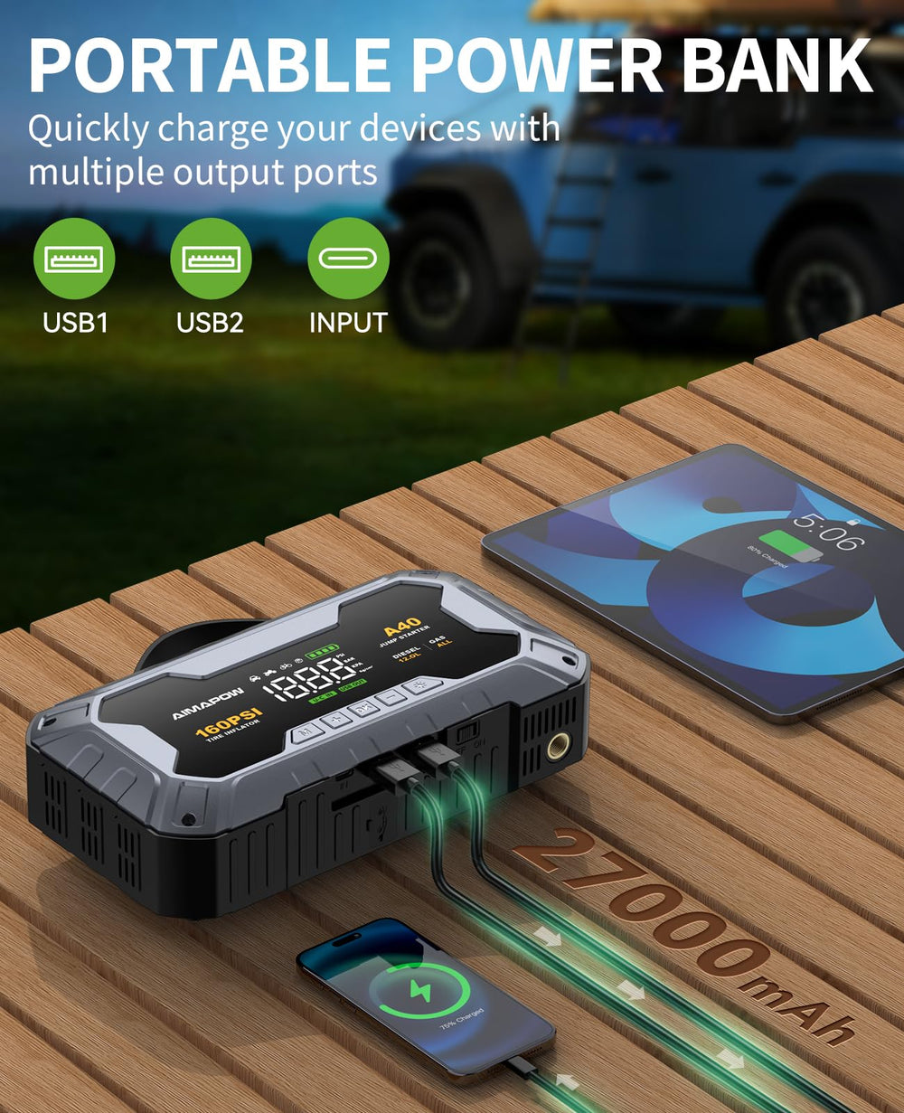 AIMAPOW 2.5-inch display close-up showing real-time pressure and presets