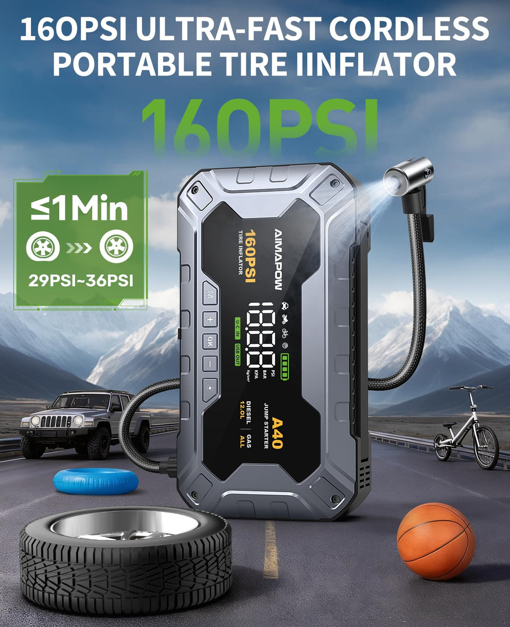 AIMAPOW detachable air hose and four nozzles for fast, versatile inflation