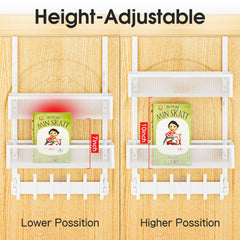 Aimeaihe side profile showing hanger fitted over door, demonstrates tool-free installation benefit