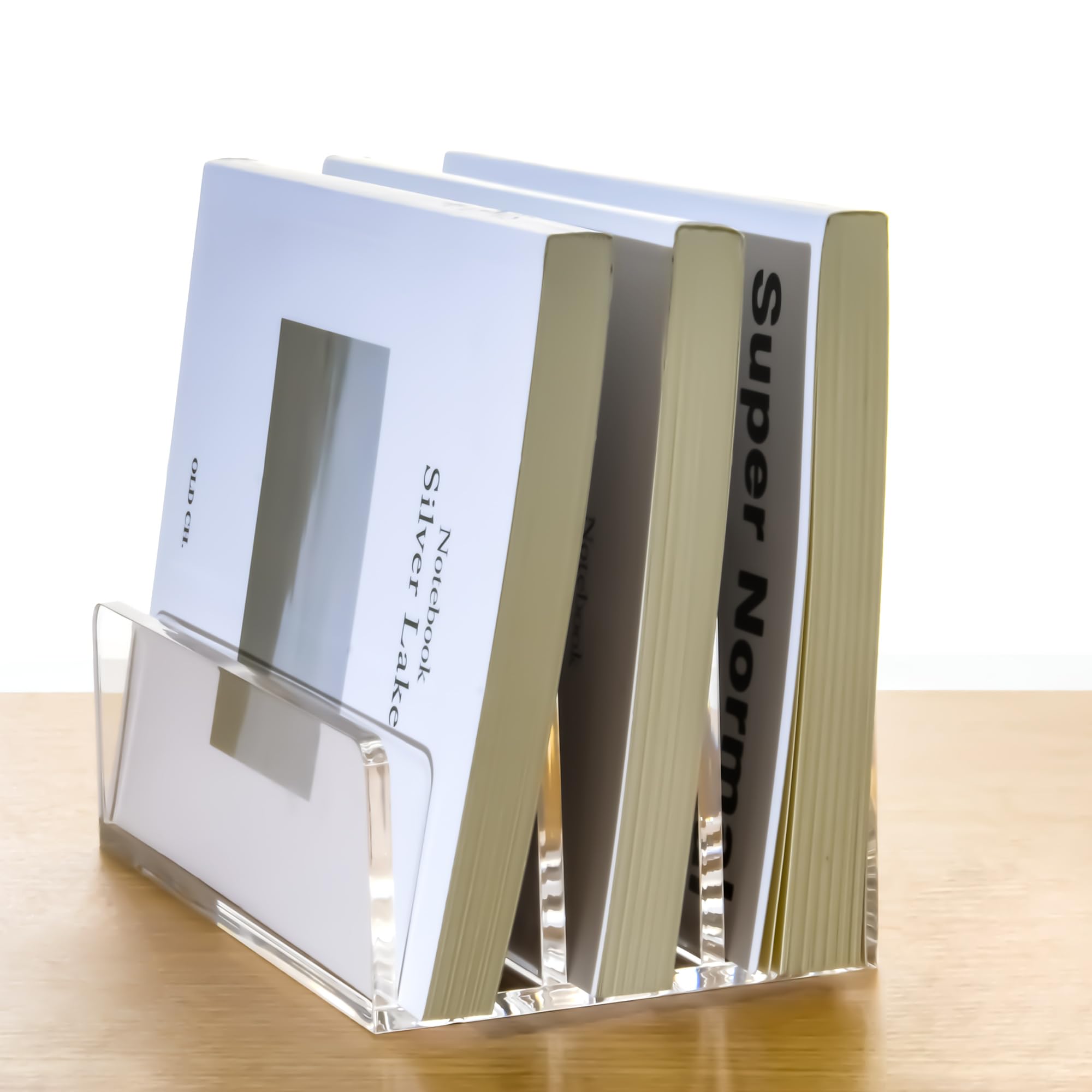 AIMOLLY holding magazines and notebooks to maximize counter space
