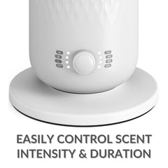 Air-Scent refill bottle next to unit for easy scent swaps and mess-free top-ups