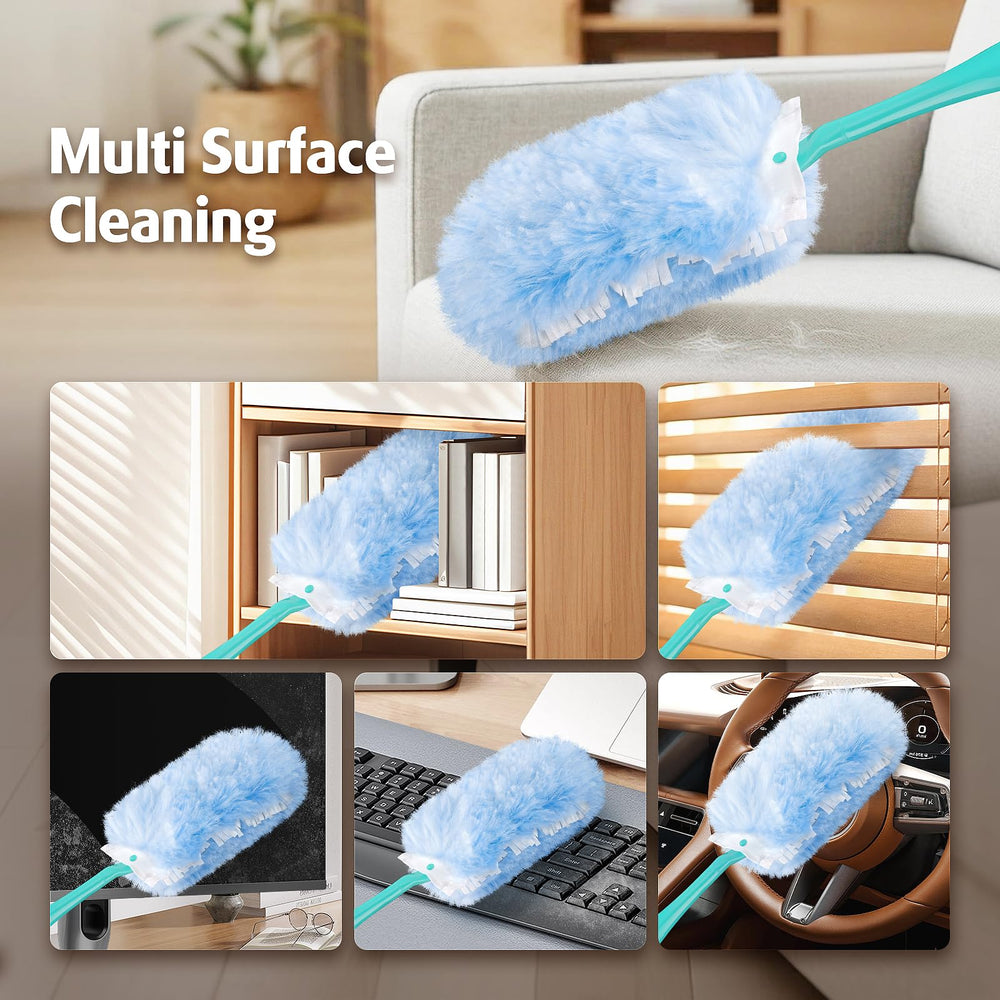 AIR U+ duster in use on shelf demonstrating safe dust removal from decor