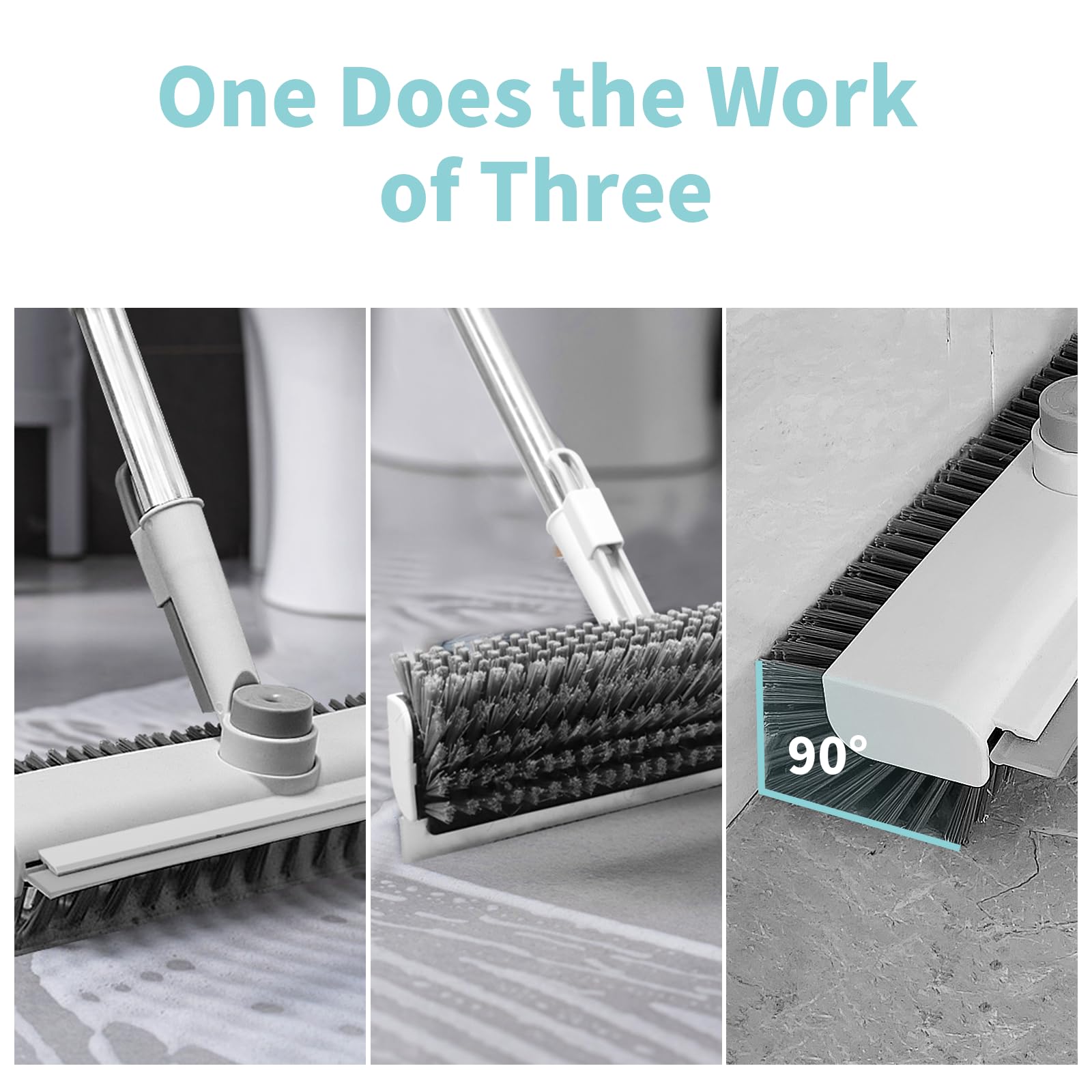 AIR U+ rotating head in motion cleaning grout and corners, improves reach