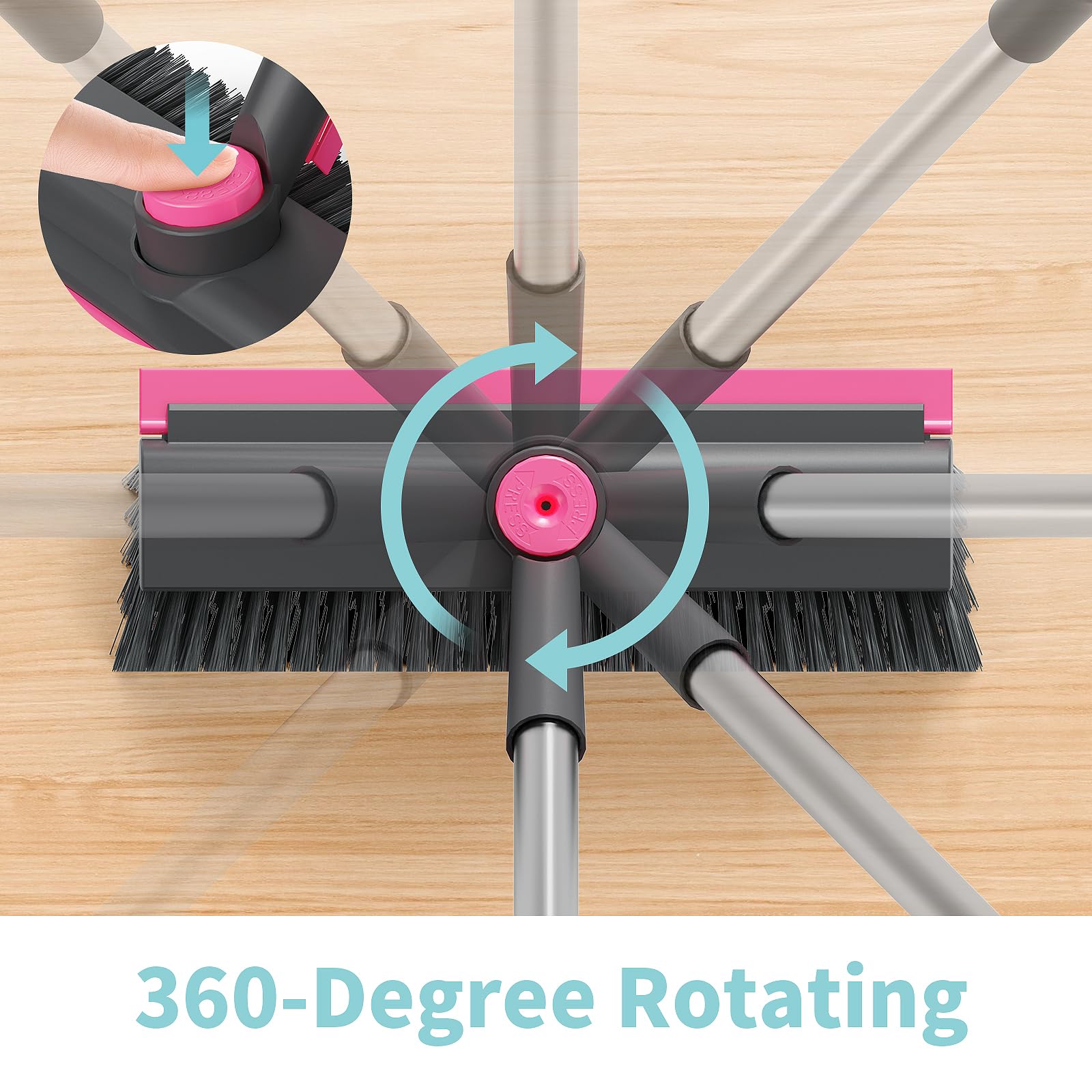 AIR U+ close-up of PVC bristles and rubber squeegee for tough cleaning