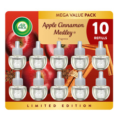 Air Wick front packaging showing apple cinnamon medley scent and 10-count benefit