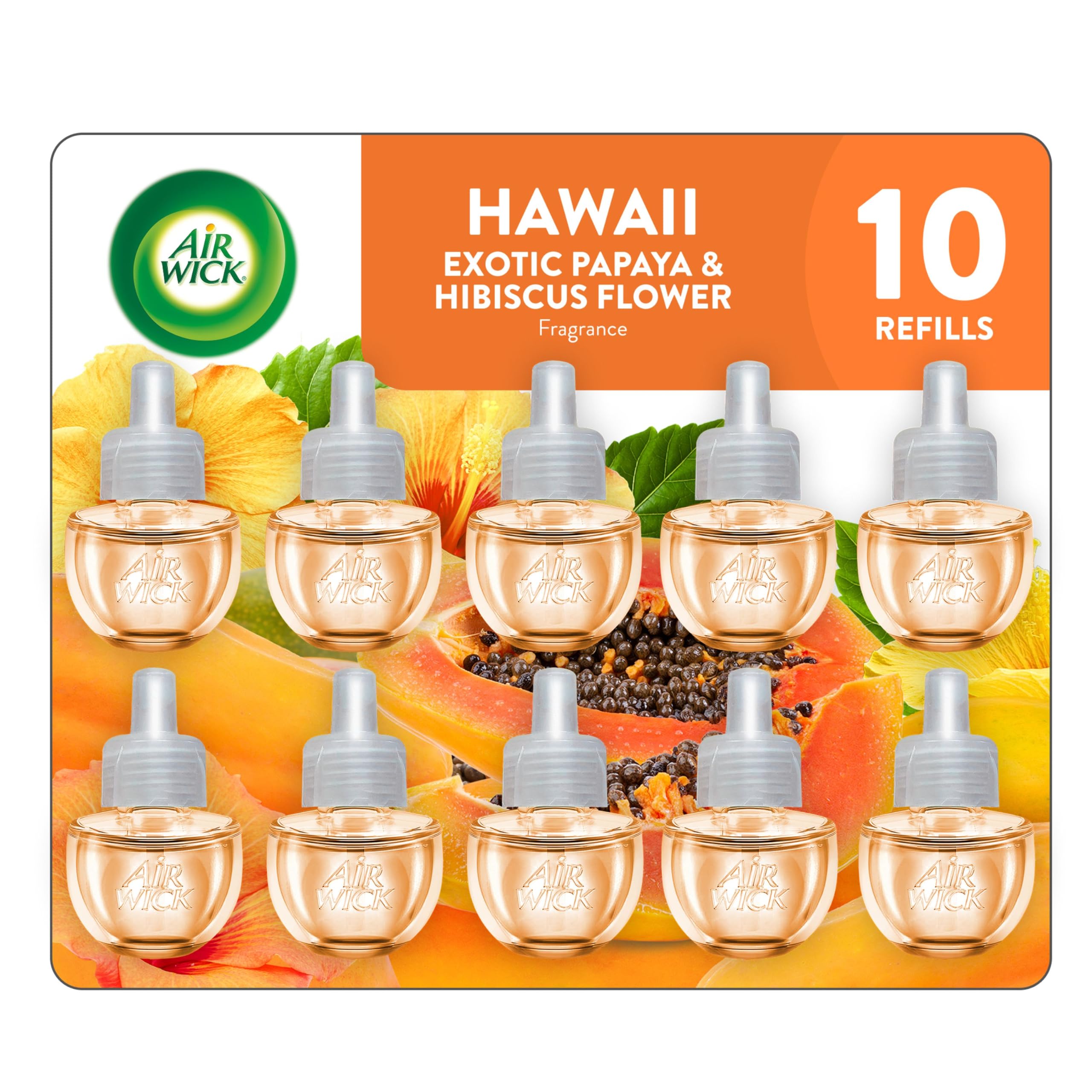 Air Wick front packaging showing Hawaii fragrance and 10-count convenience