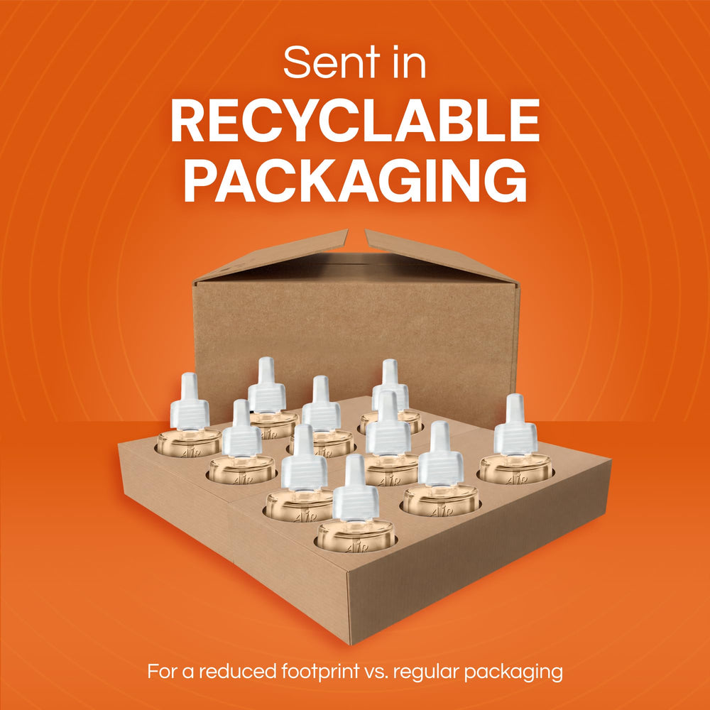 Air Wick pack size comparison showing scale and ten-refill supply benefit