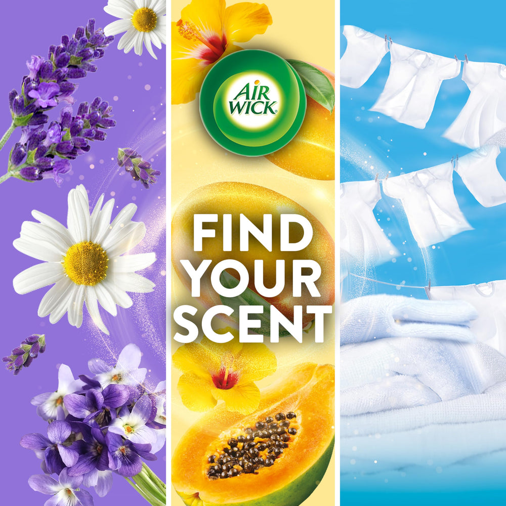 Air Wick scented oil refill bottle showing clear oil texture and nozzle