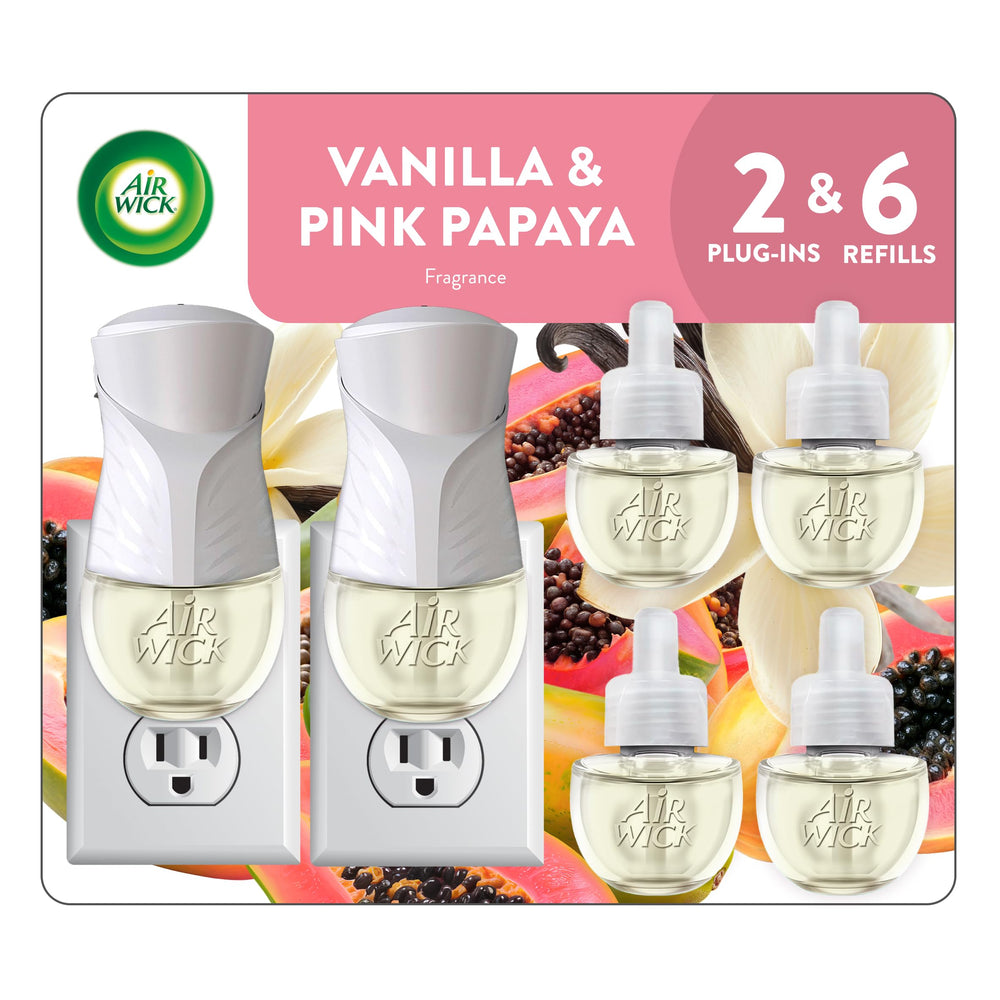 Air Wick front packaging of starter kit showing contents and scent benefits
