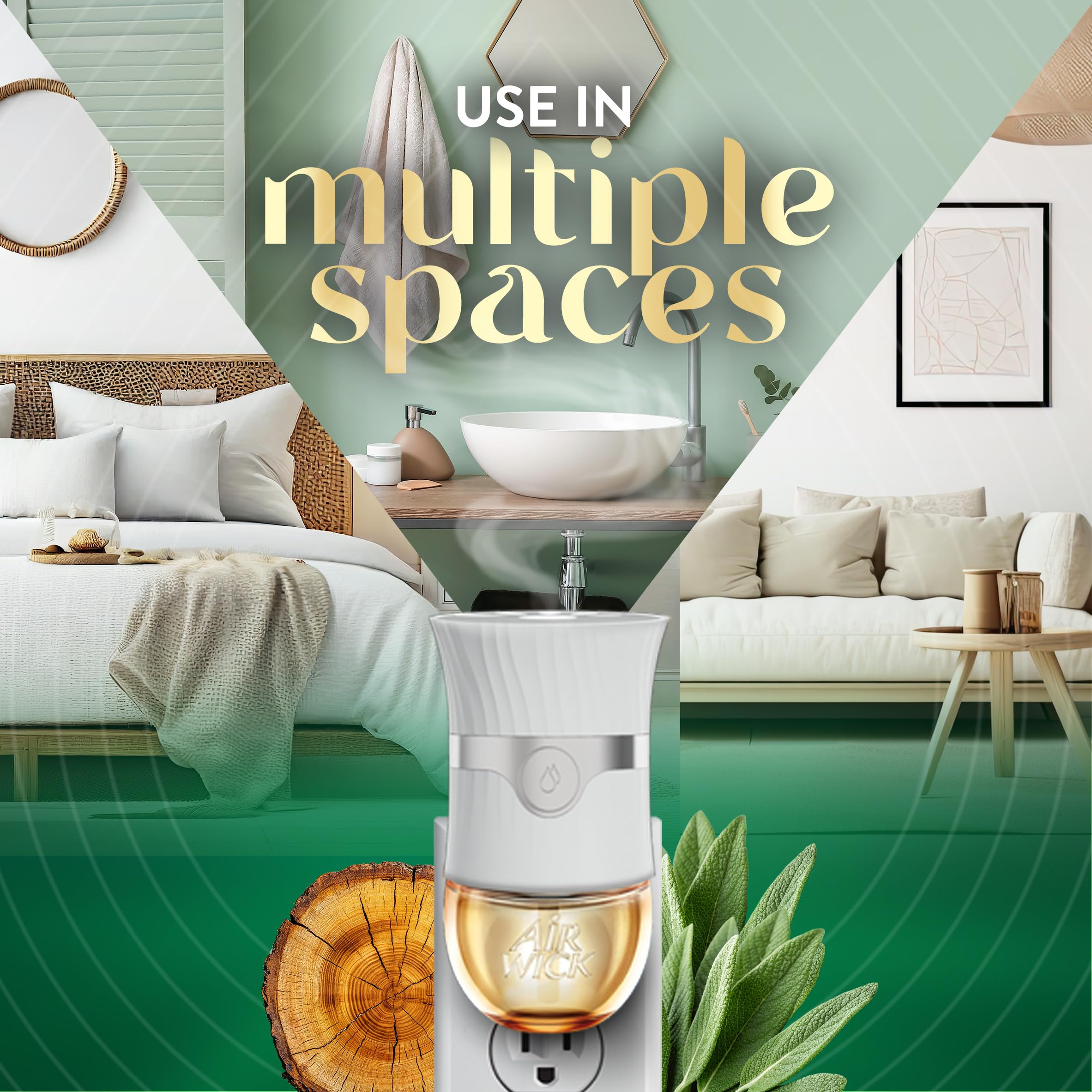 Air Wick warmer demonstrating 360-degree diffusion for full-room reach