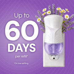 Air Wick warmer plugged in living room demonstrating steady fragrance coverage
