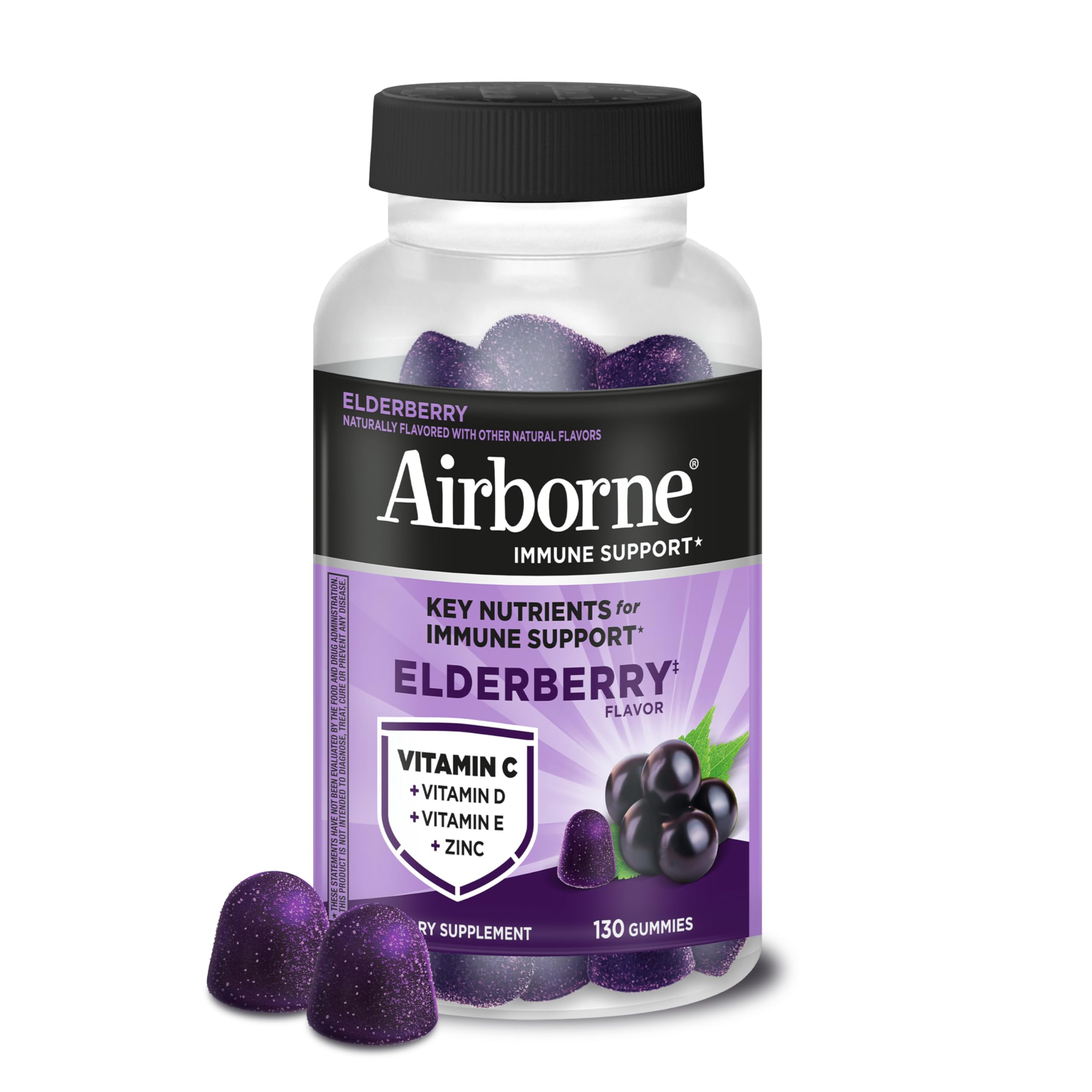 Airborne elderberry front packaging showing bottle and label benefits