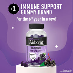 Airborne elderberry open jar with gummies visible for convenient dosing