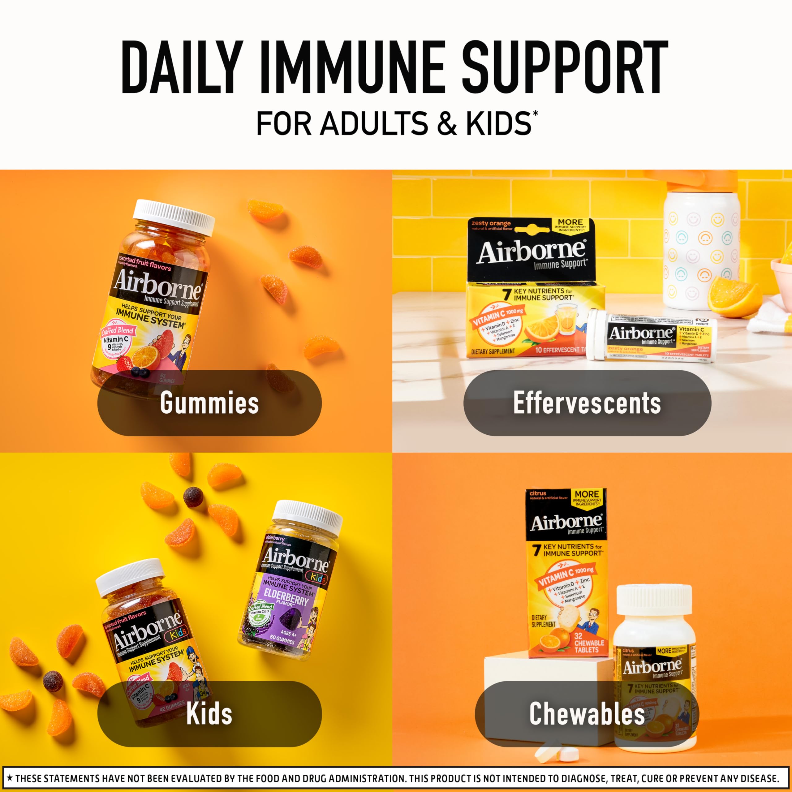 Airborne family using chewables on a kitchen counter for simple daily wellness