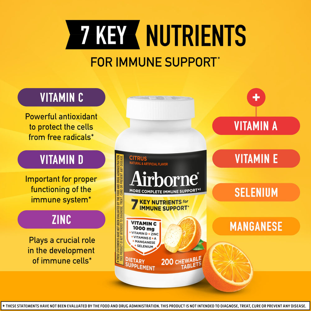 Airborne tablet close-up texture highlighting chewable form and pleasant mouthfeel