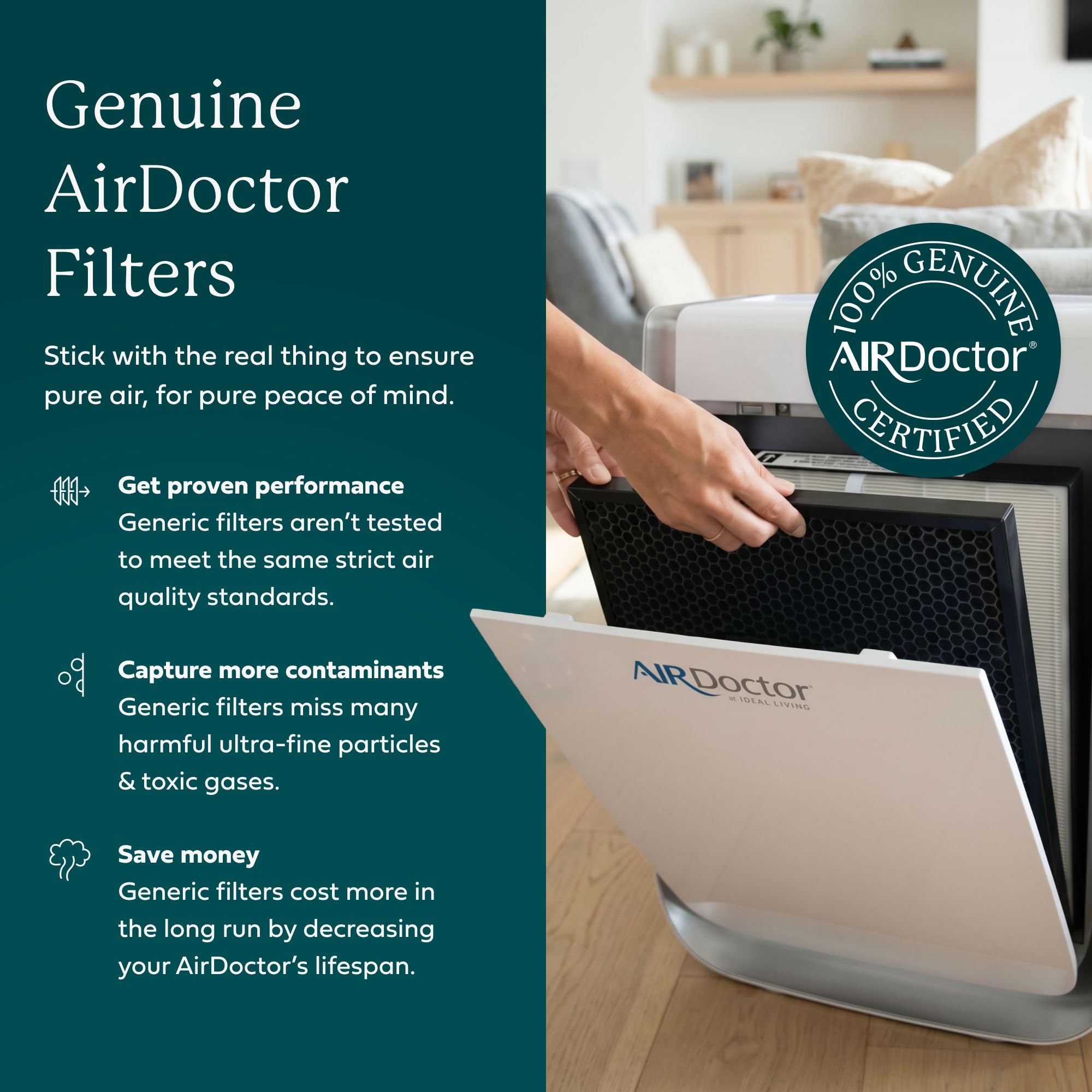 AIRDOCTOR filter installed in AD3500 demonstrating easy replacement benefit