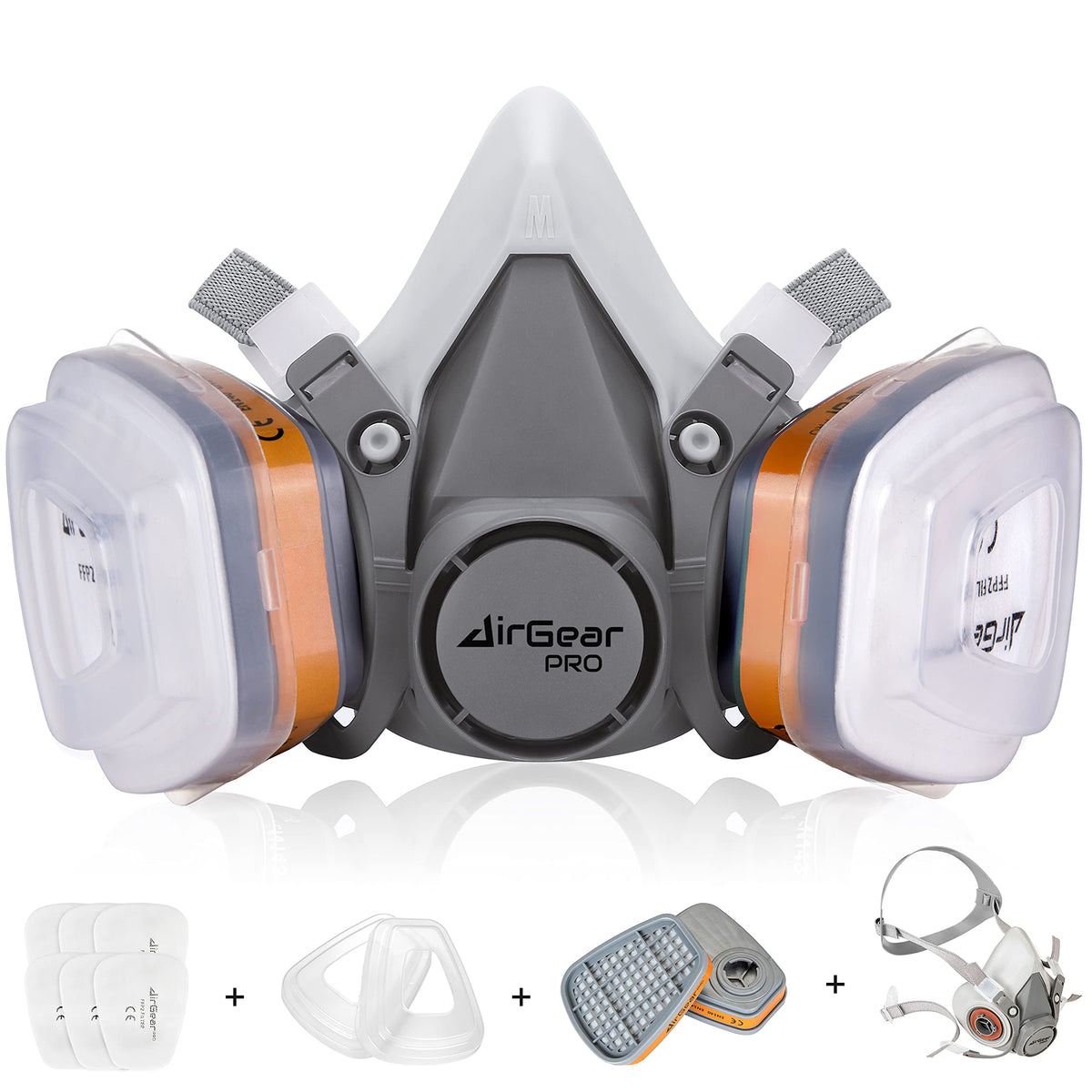 AirGearPro M-500 front view showing mask shape and coverage benefits