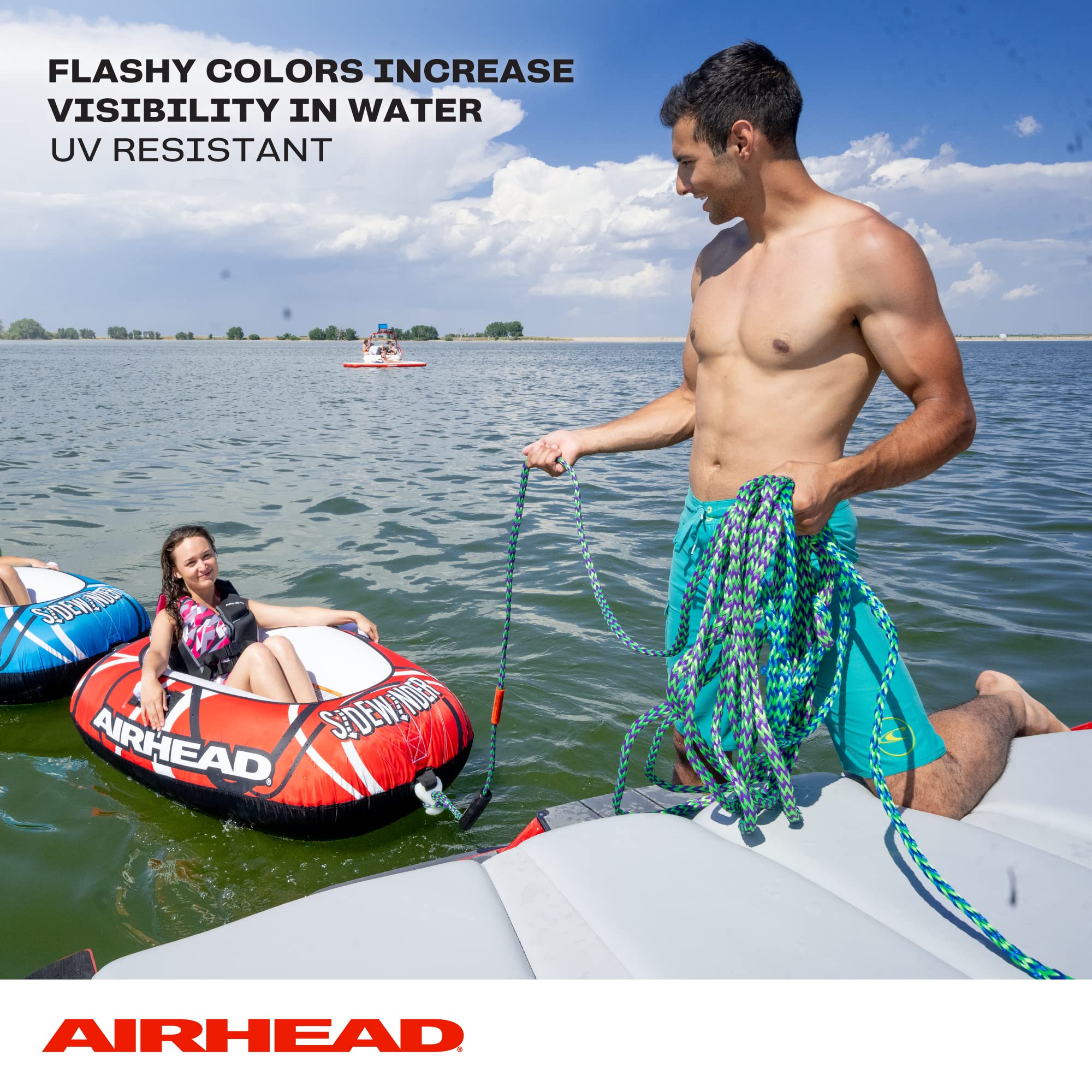 Airhead rope laid beside measuring tape showing 60 ft total length for planning
