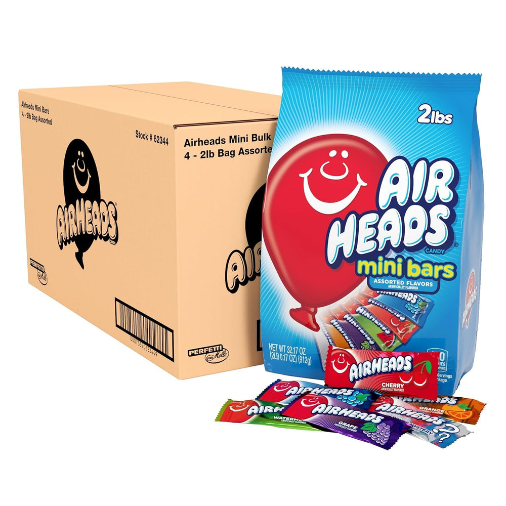 Airheads front packaging showing four 80-count bags and bright branding for easy recognition