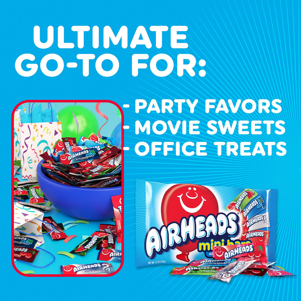 Bowl of Airheads at a party showing festive, grab-and-go convenience