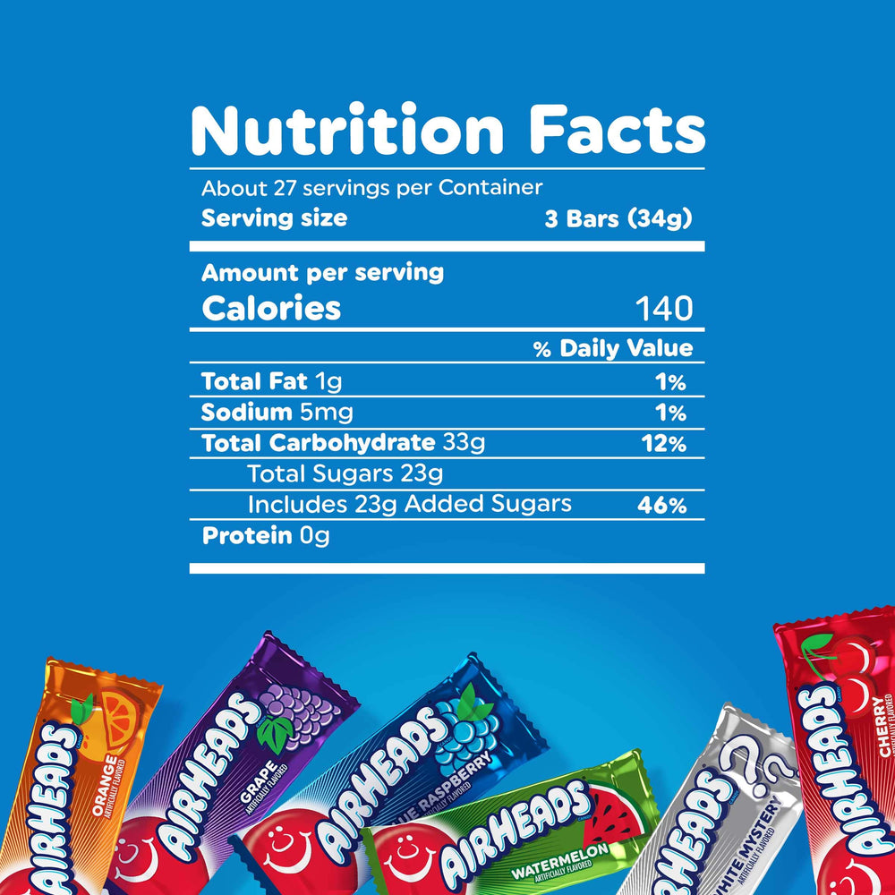 Airheads packed in a travel pouch to show portability and non-melting travel snack benefit