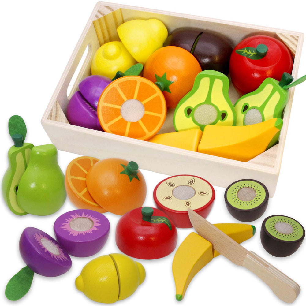 Airlab front packaging showing full wooden fruit set and tidy box — easy storage benefit